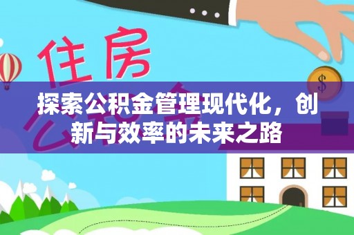 池州探索公积金管理现代化，创新与效率的未来之路
