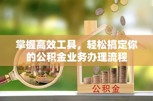 池州掌握高效工具，轻松搞定你的公积金业务办理流程