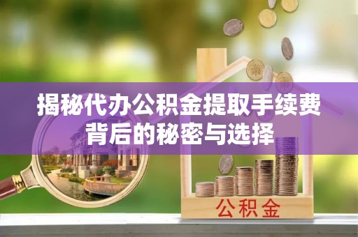 池州揭秘代办公积金提取手续费背后的秘密与选择