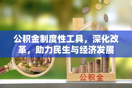 池州公积金制度性工具，深化改革，助力民生与经济发展
